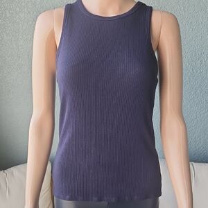 Cyrus Sleeveless Ribbed Tank Top - Navy Blue